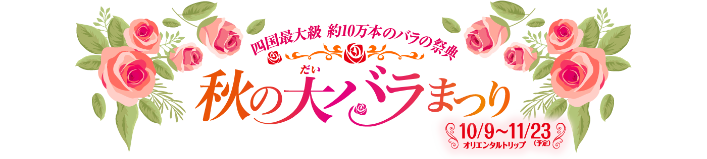 四国最大級 約10万本のバラの祭典 秋の大バラまつり 10/9~11/23(予定) オリエンタルトリップ