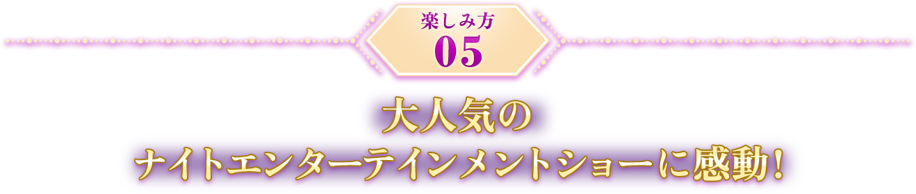 楽しみ方05 大人気のナイトエンターテイメントショーに感動！