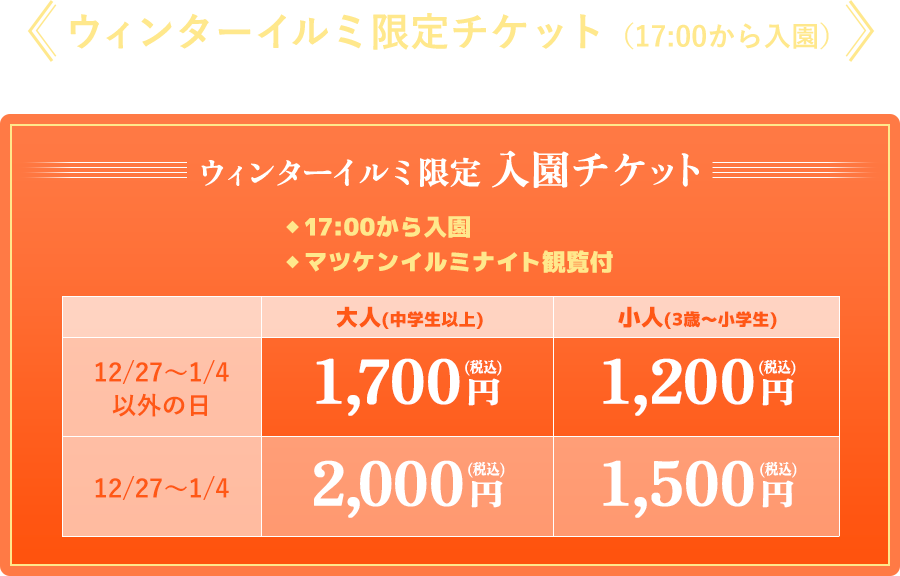 ウィンターイルミ限定入園チケット